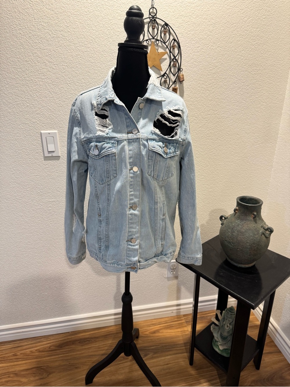 Boom Boom Jeans Light Blue Distressed Denim Jacket